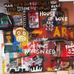 house of love: she paints words in red (coloured)